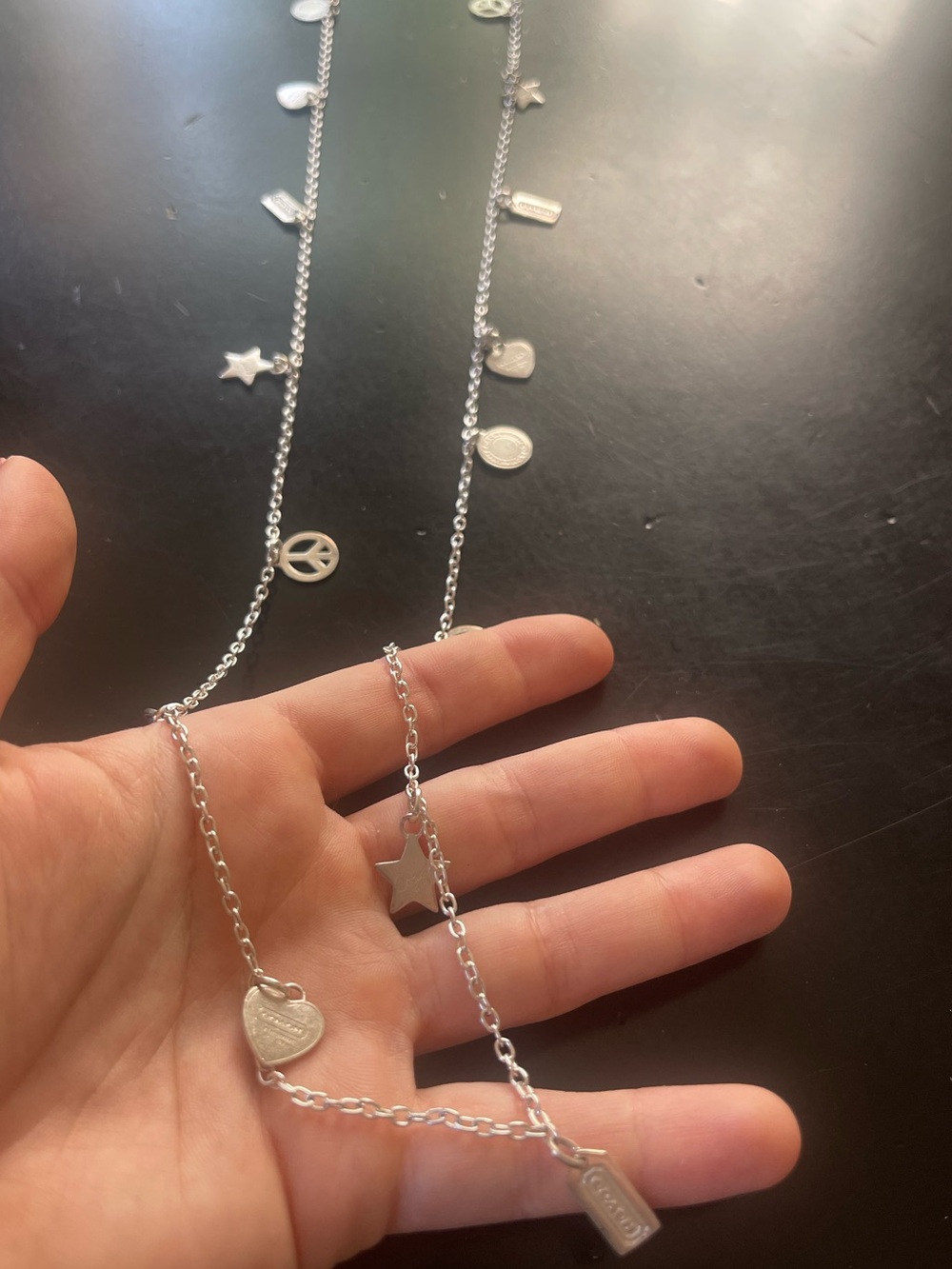 Coach Peace Star Heart Long Necklace
